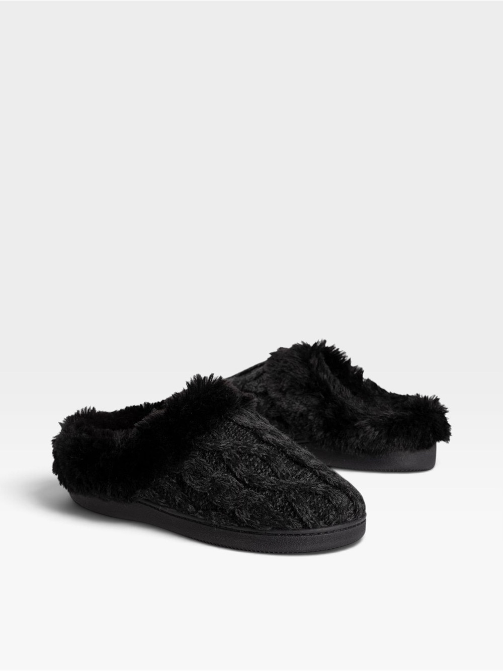 Cozy Faux-Fur Black Women's Slip-On Slippers
